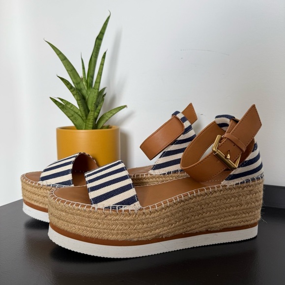 See by Chloe stripe Glyn wedge espadrille sandals - EU 38 (US 7 - 8) NWOT - Picture 6 of 6